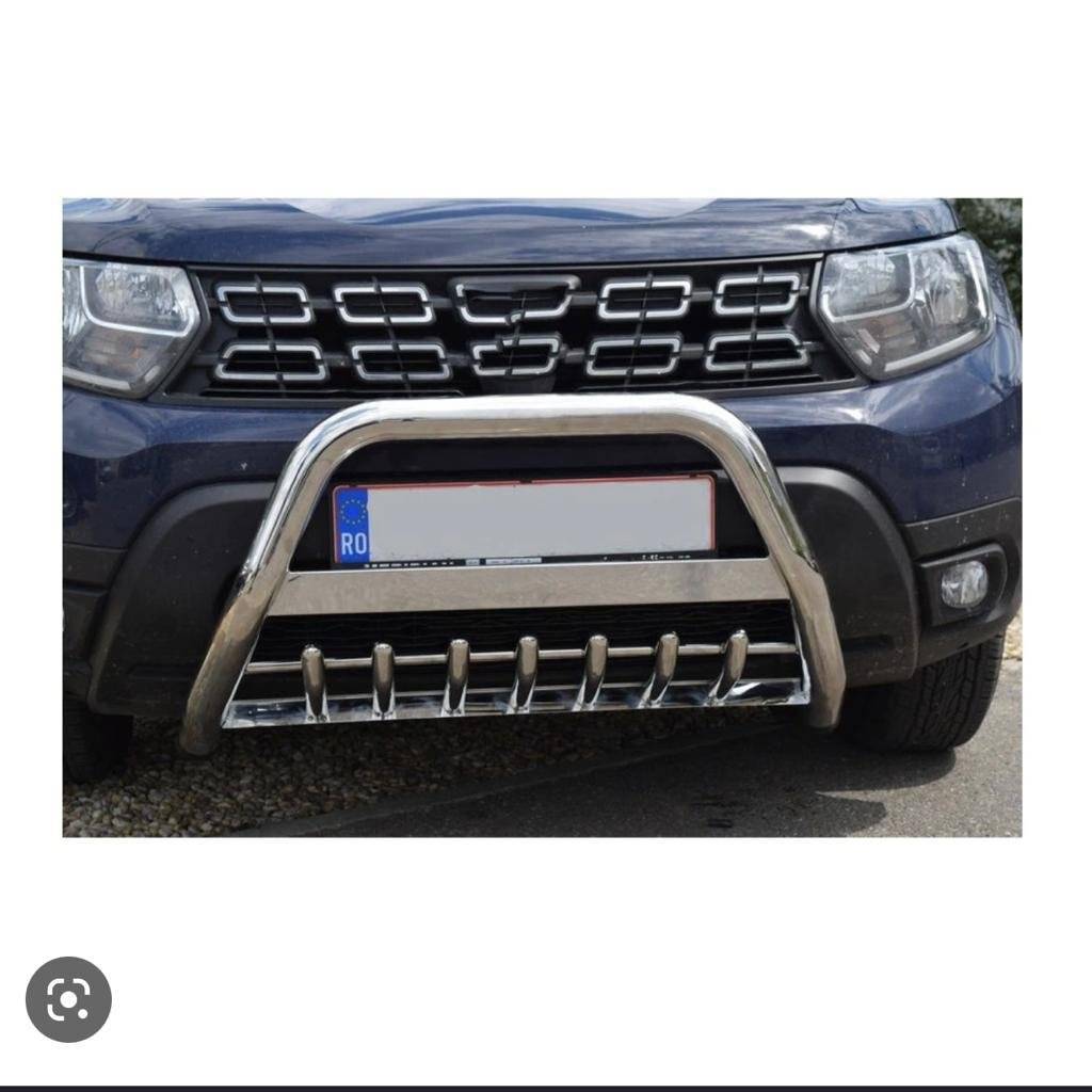 Bullbar din inox, cu suport pentru proiectoare, Dacia Duster 2018-2022
