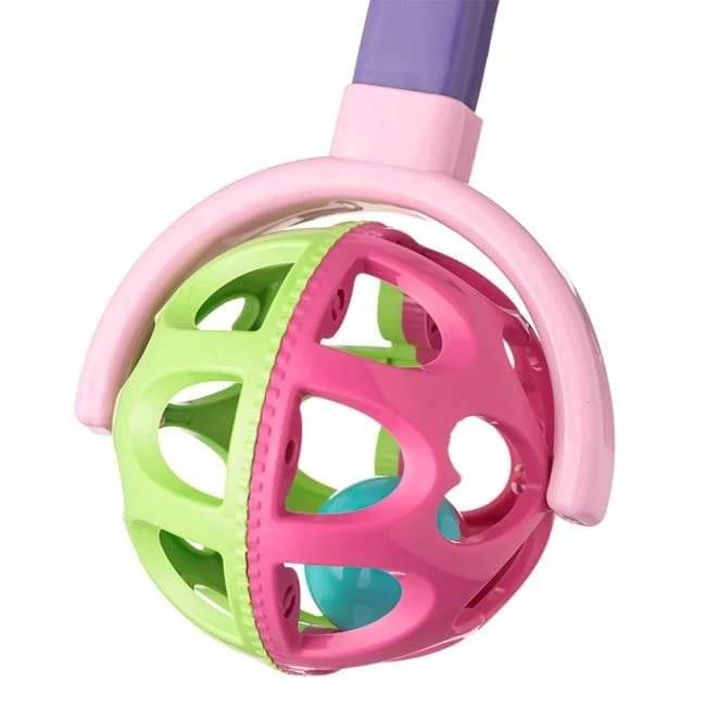 Jucarie de impins minge pentru copii cu maner extensibil, roz, 60 cm