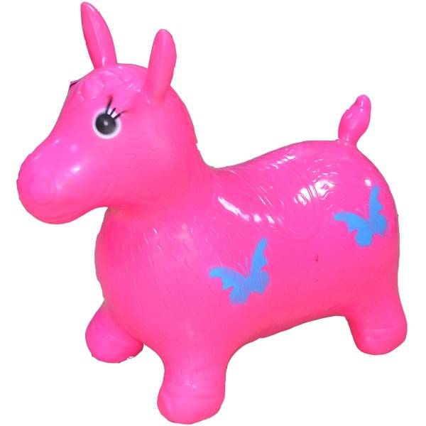 Jucarie gonflabila pentru copii, model calut din cauciuc, culoare roz, tip hop hop, 55x22x48.5 cm