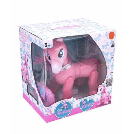 Robot pony roz cu telecomanda, miscare, sunet, lumini
