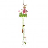 Accesorii decorative pentru casa din lemn, iepuras cu floricele, 60 cm