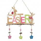 Accesoriu decorativ pentru casa din lemn cu design Happy Easter, 29x43 cm