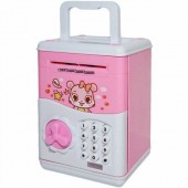 Bancomat alb/roz cu baterii, sunete si lumini pentru copii