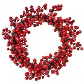 Coronita decorativa pentru a crea magia sarbatorilor de iarna cu fructe rosii, 45 cm