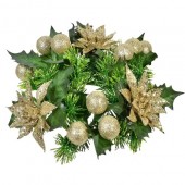 Coronita decorativa pentru lumanare si pentru a crea magia sarbatorilor de iarna cu floricele argintii, 15 cm