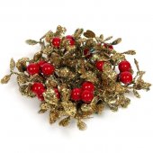 Coronita decorativa pentru lumanare si pentru a crea magia sarbatorilor de iarna cu fructe rosii, BUR,10 cm