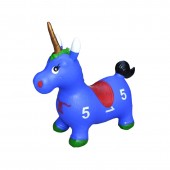 Jucarie gonflabila pentru copii, model Unicorn tip hop hop, cu lumini si muzica, albastru