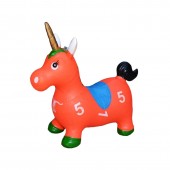 Jucarie gonflabila pentru copii, model Unicorn tip hop hop, cu lumini si muzica, portocaliu