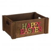 Ladita decorativa din lemn cu litere colorate, Happy Easter, 29x20x12 cm