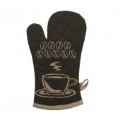 Manusa bucatarie, model boabe de cafea, bumbac si poliester, maro, 32 x 18 cm