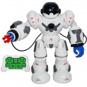 Robot de jucarie cu telecomanda, sunete, danseaza si lumini, spune povesti, 5 sageti pe ventuze,  inaltime  de 40 cm
