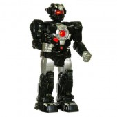 Robot de jucarie pentru copii negru Power Mach care merge, cu lumini si sunet ,20x10x38 cm