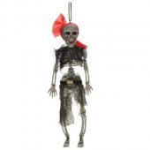 Schelet cu esarfa rosie, model pirat pentru petrecerea de Halloween